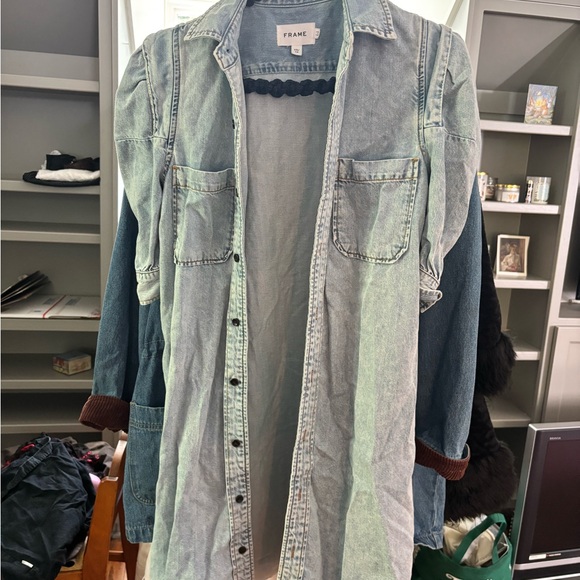 Frame Denim Light Blue Button-Down Mini Dress - Picture 3 of 4